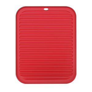 12" x 9" Silicone Reusable Drain Pad Heat Resistant Non-Slipping - Red